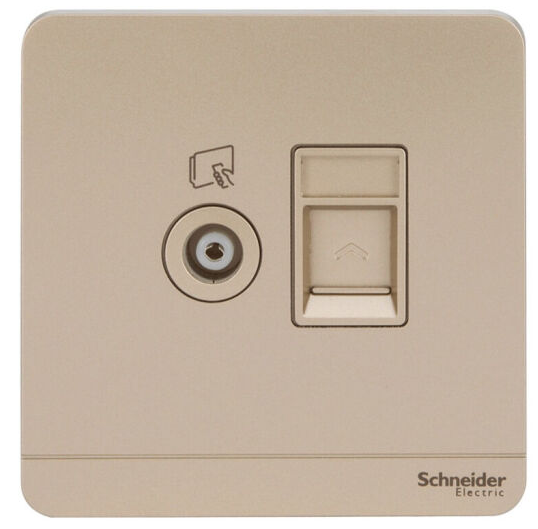 施耐德电气 绎尚单联电视+带保护门超五类信息插座
