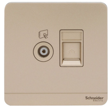 施耐德电气 绎尚单联电视+带保护门超五类信息插座
